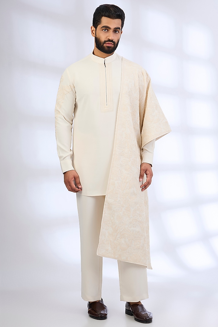 Ivory Silk Kurta Set by AMIT ARORA at Pernia's Pop Up Shop