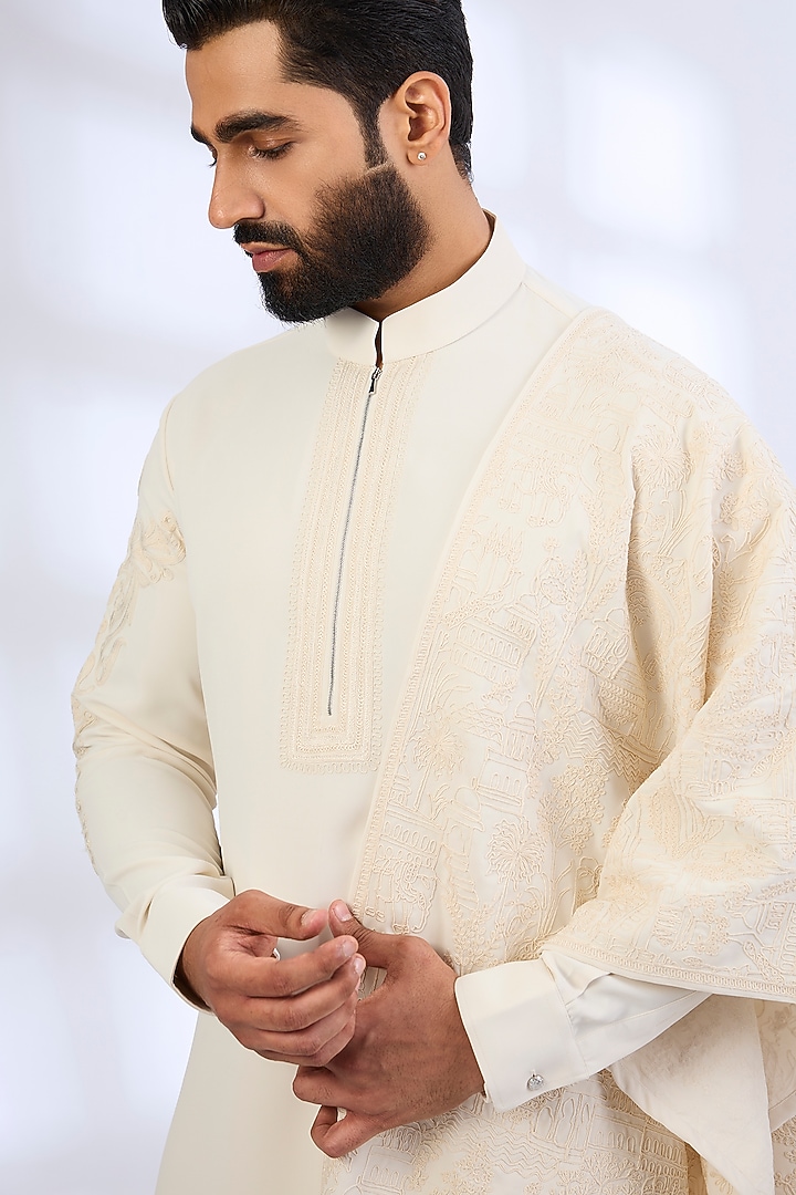 Ivory Silk Kurta Set by AMIT ARORA at Pernia's Pop Up Shop