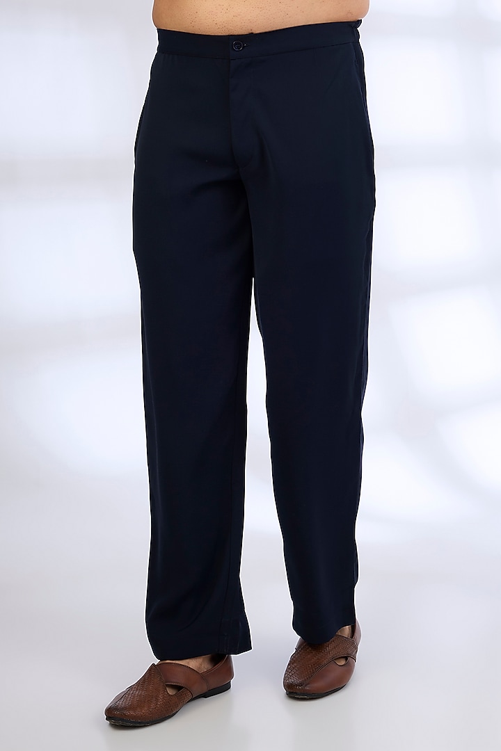 Navy Blue Silk Kurta Set by AMIT ARORA at Pernia's Pop Up Shop