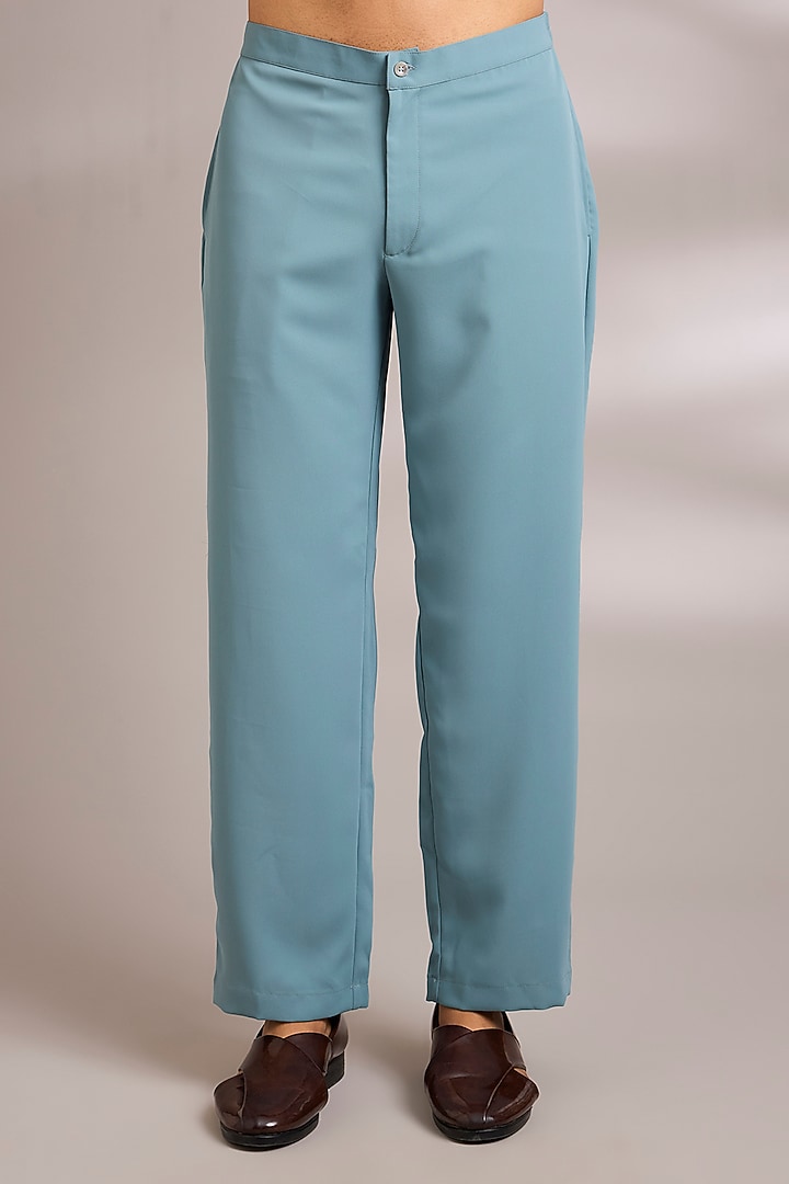 Turquoise Silk Embroidered Kurta Set by AMIT ARORA at Pernia's Pop Up Shop