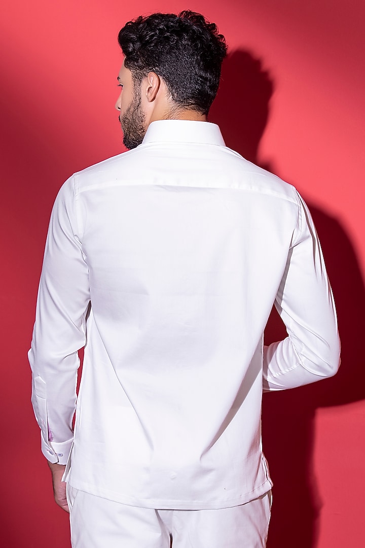 Sky Blue Cotton Lycra Digital Printed Party Wear Shirt by AMIT ARORA at Pernia's Pop Up Shop