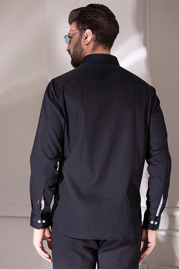 Black Cotton Lycra Digital Printed Party Wear Shirt by AMIT ARORA at Pernia's Pop Up Shop