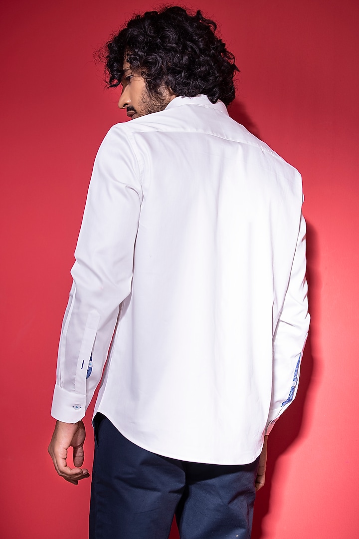 White Cotton Lycra Digital Printed Party Wear Shirt by AMIT ARORA at Pernia's Pop Up Shop