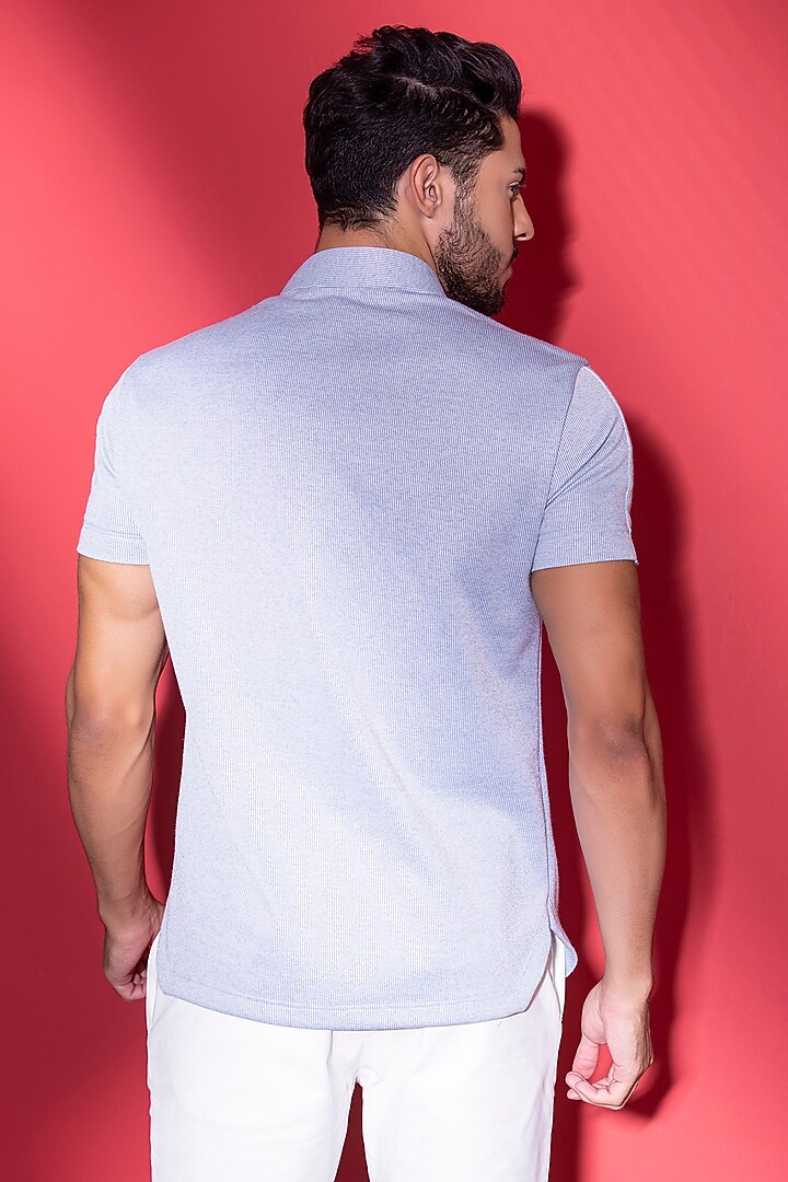 Sky Blue Knit T-Shirt by AMIT ARORA at Pernia's Pop Up Shop