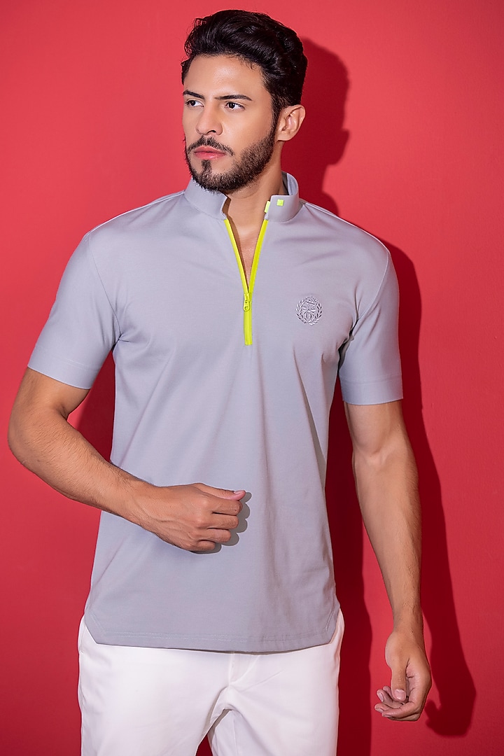 Light Grey Knit T-shirt by AMIT ARORA