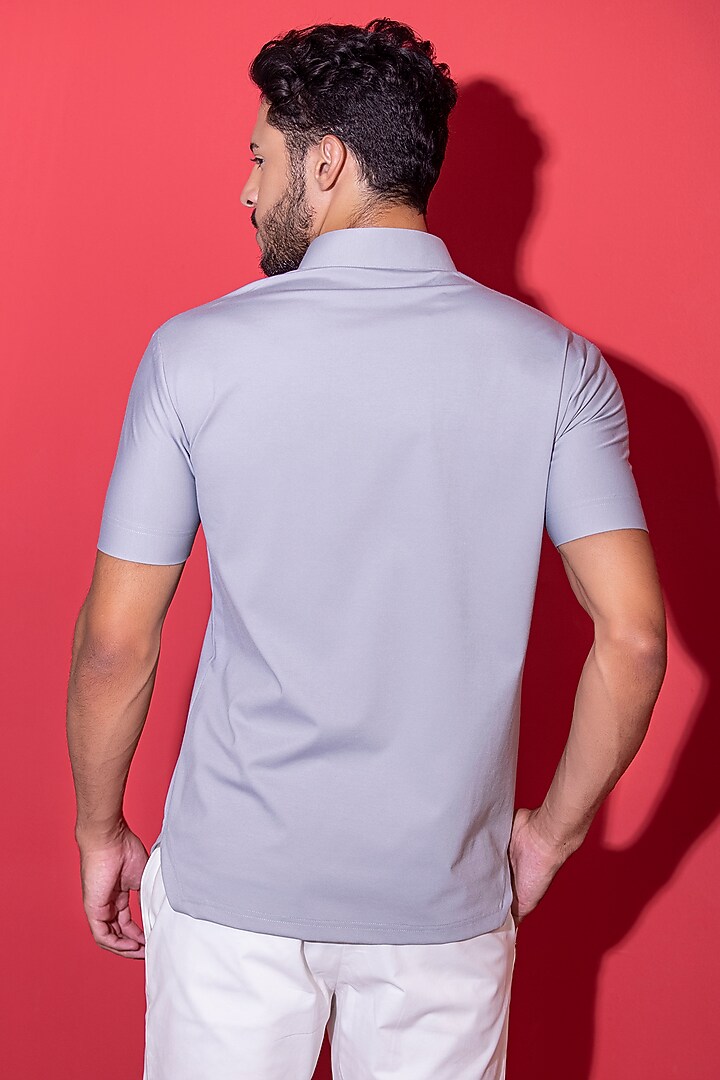 Light Grey Knit T-shirt by AMIT ARORA at Pernia's Pop Up Shop