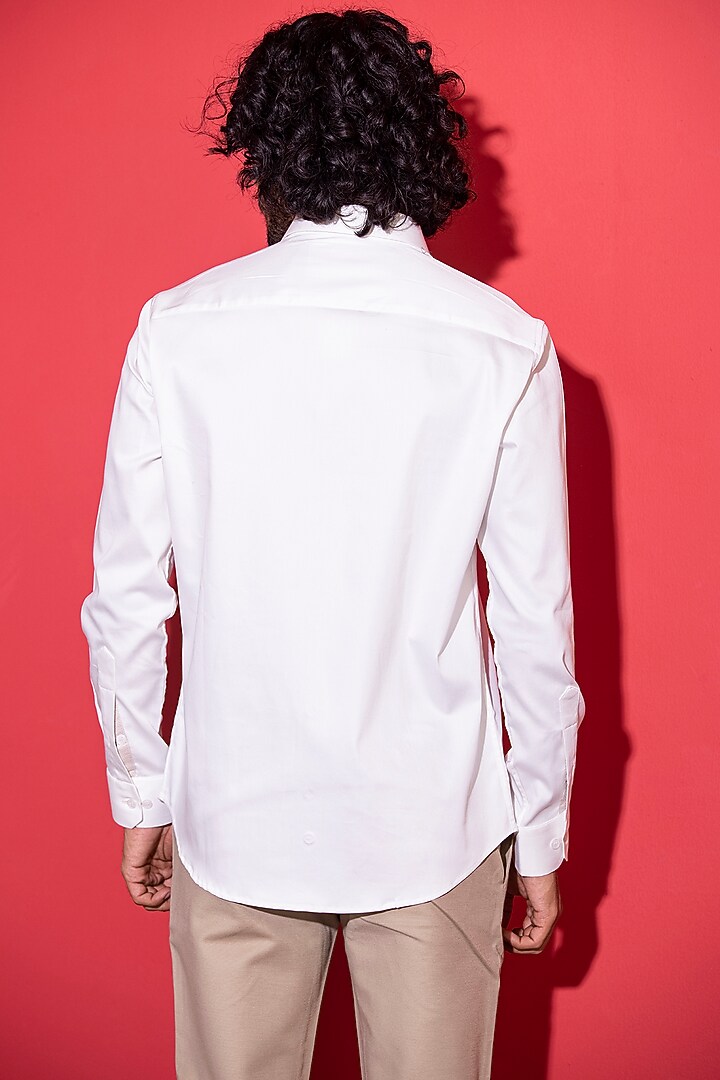 White Cotton Lycra Digital Printed Party Wear Shirt by AMIT ARORA at Pernia's Pop Up Shop