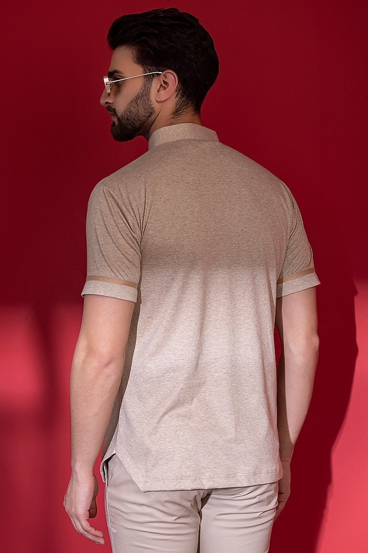 Beige Knit T-Shirt by AMIT ARORA at Pernia's Pop Up Shop