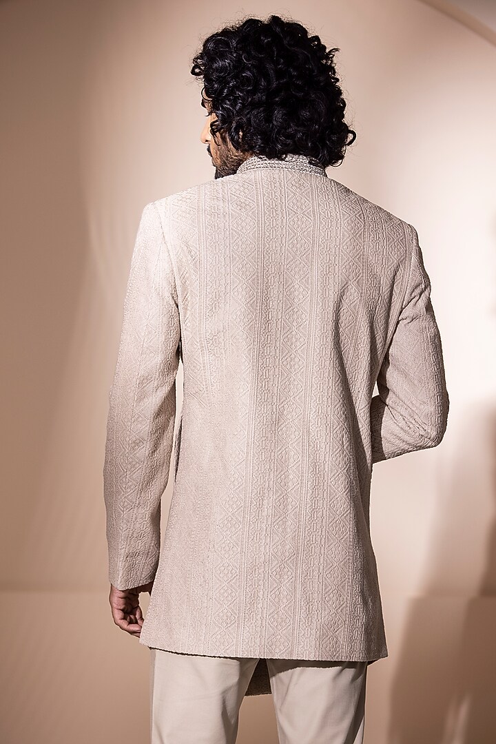 Fawn Crochet Hand Embroidered Wedding Indowestern Set by AMIT ARORA at Pernia's Pop Up Shop