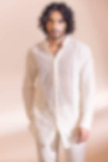 Cream Crochet Kurta by AMIT ARORA at Pernia's Pop Up Shop