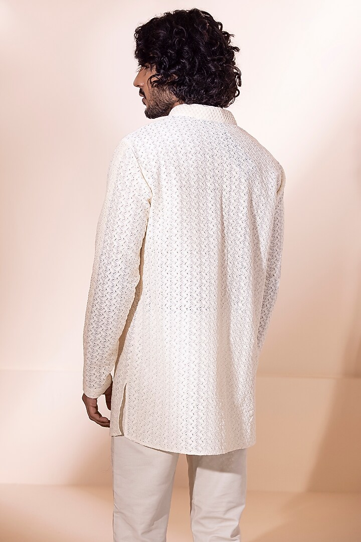 Cream Crochet Kurta by AMIT ARORA at Pernia's Pop Up Shop