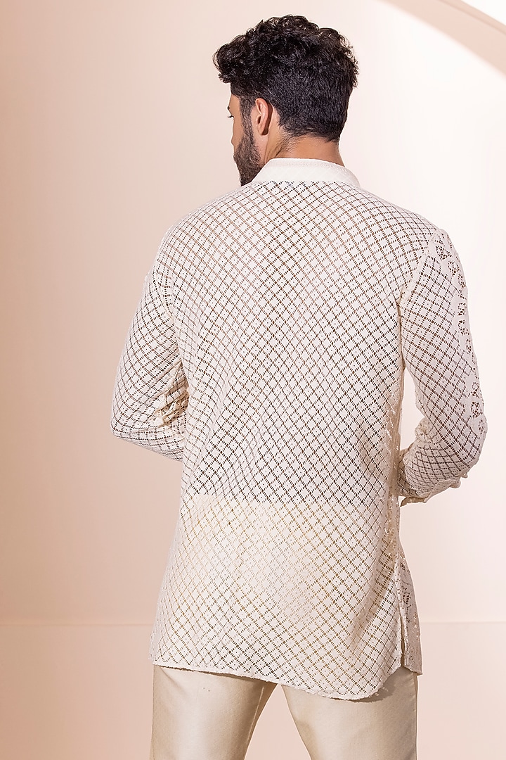 Cream Crochet Kurta by AMIT ARORA at Pernia's Pop Up Shop