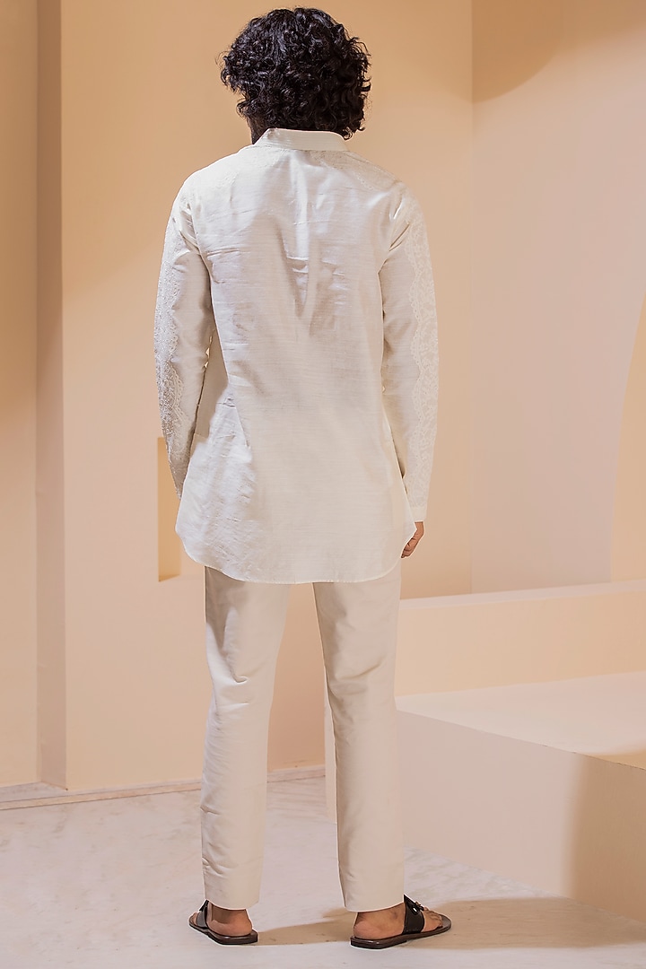 Cream Silk Kurta by AMIT ARORA at Pernia's Pop Up Shop