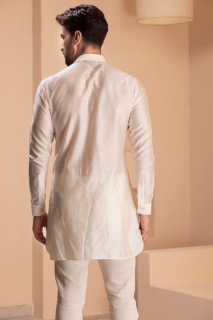 Cream Silk Kurta by AMIT ARORA at Pernia's Pop Up Shop