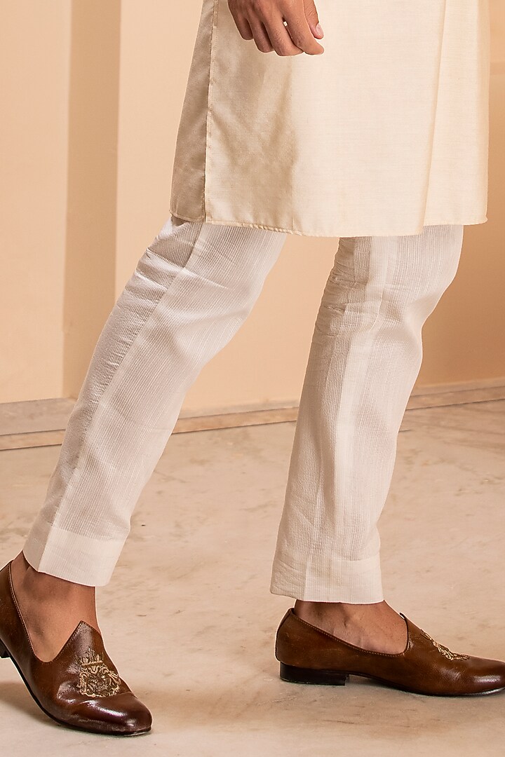 Fawn Banarasi Silk Hand Embroidered Nehru Jacket Set by AMIT ARORA at Pernia's Pop Up Shop