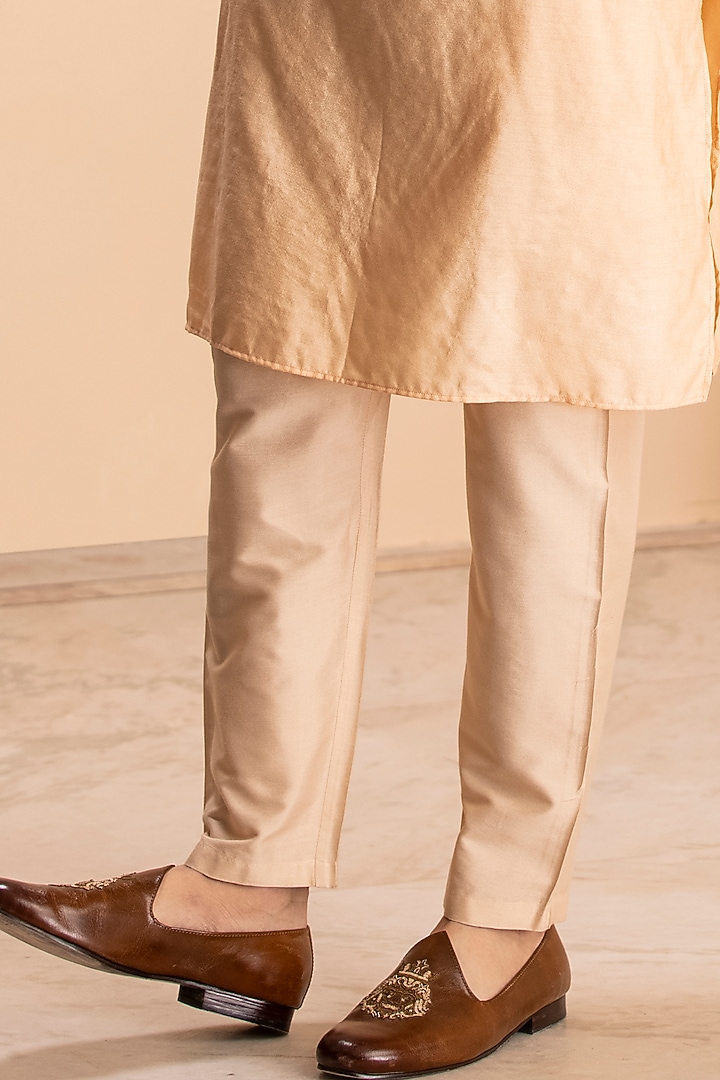 Peach Silk Hand Embroidered Nehru Jacket Set by AMIT ARORA at Pernia's Pop Up Shop