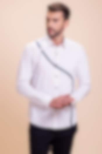 White Knit Party Wear Shirt by AMIT ARORA at Pernia's Pop Up Shop