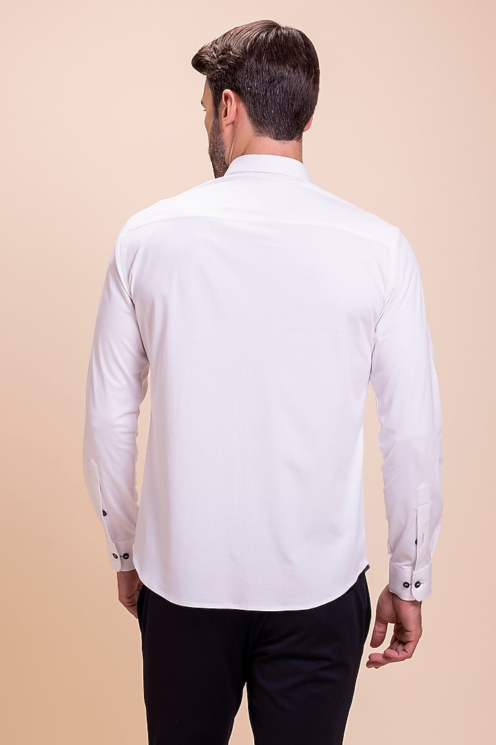 White Knit Party Wear Shirt by AMIT ARORA at Pernia's Pop Up Shop