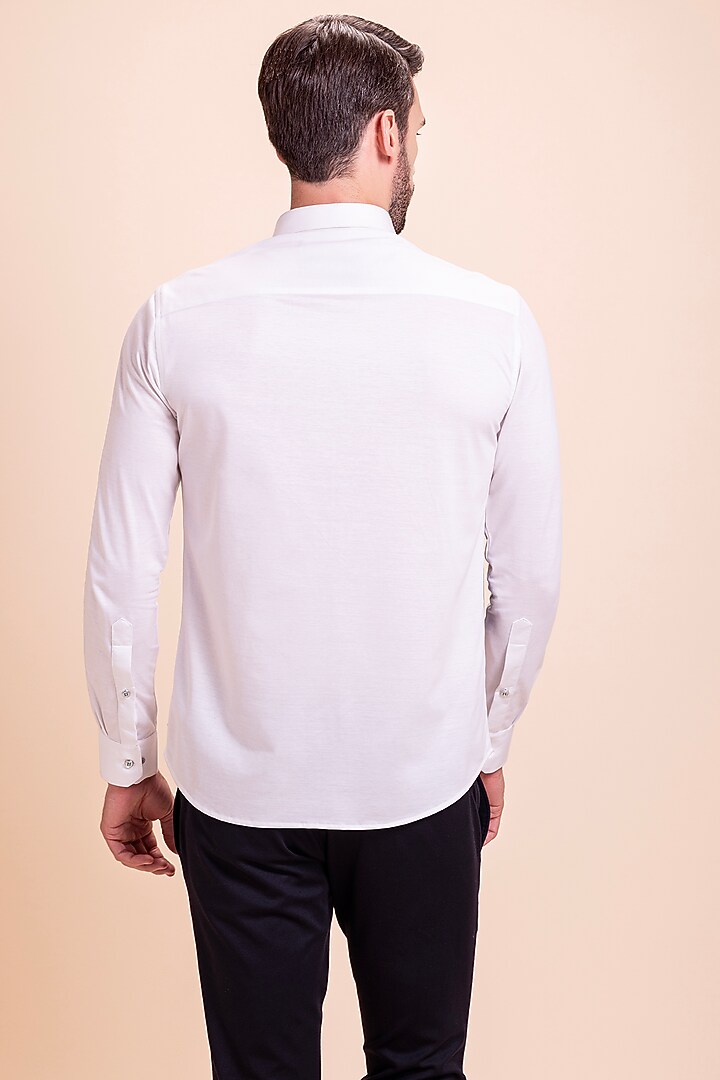 White Knit Party Wear Shirt by AMIT ARORA at Pernia's Pop Up Shop