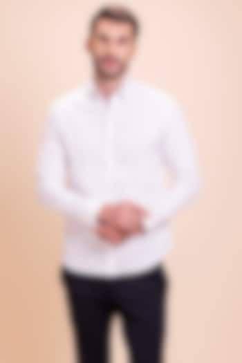 White Cotton Lycra Bird Motif Party Wear Shirt by AMIT ARORA at Pernia's Pop Up Shop