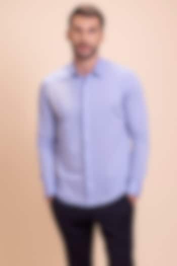 Sky Blue Knit Horse Motif Embroidered Party Wear Shirt by AMIT ARORA at Pernia's Pop Up Shop