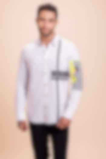 White Knit Canvas Shirt by AMIT ARORA