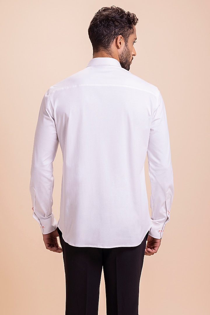 White Knit Zipper Party Wear Shirt by AMIT ARORA at Pernia's Pop Up Shop