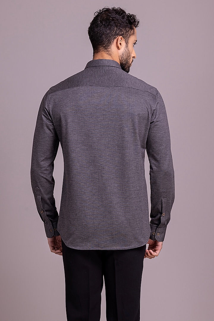 Dark Grey Knit Party Wear Shirt by AMIT ARORA at Pernia's Pop Up Shop