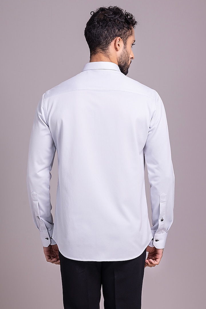 Light Grey Knit Canvas Party Wear Shirt by AMIT ARORA at Pernia's Pop Up Shop