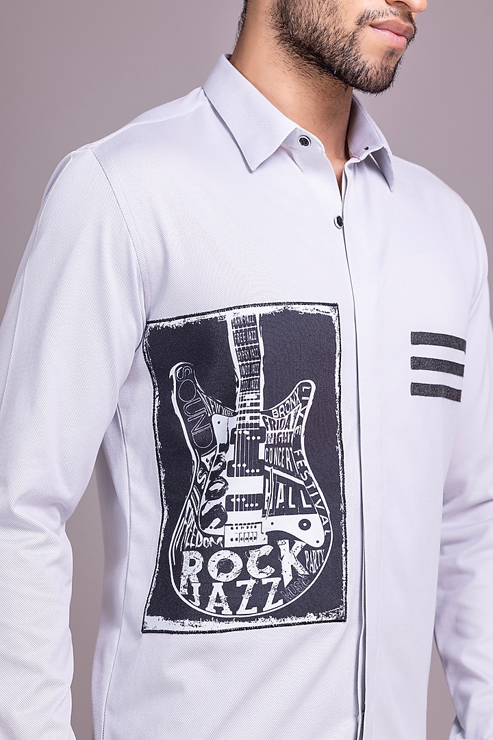 Light Grey Knit Canvas Party Wear Shirt by AMIT ARORA at Pernia's Pop Up Shop