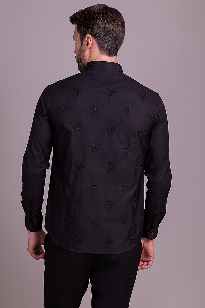 Black Cotton Party Wear Shirt by AMIT ARORA at Pernia's Pop Up Shop