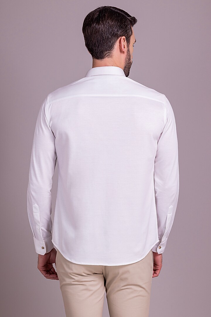 White Knit Party Wear Shirt by AMIT ARORA at Pernia's Pop Up Shop