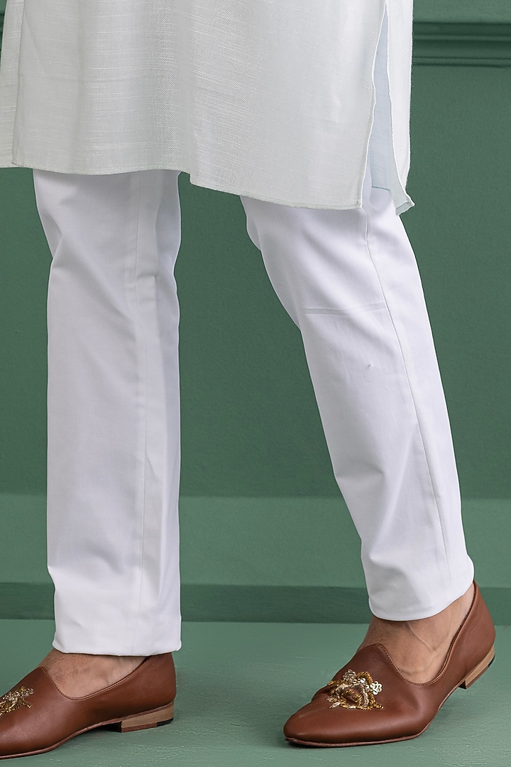 Teal Linen Silk Mirror Work Bundi Jacket Set by AMIT ARORA at Pernia's Pop Up Shop