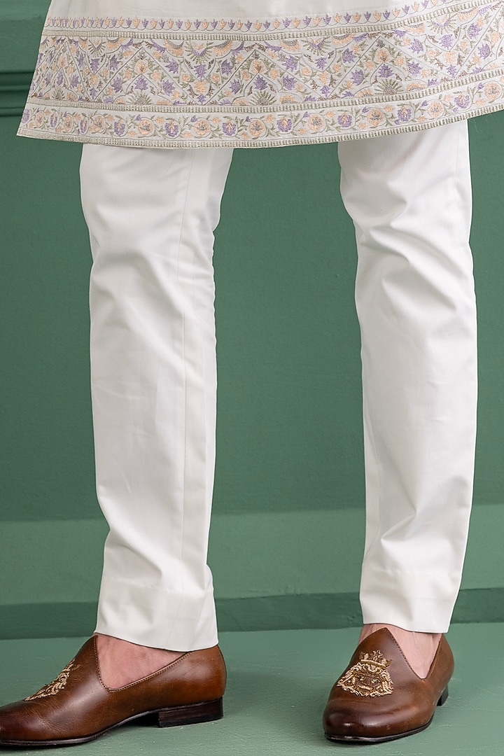 Light Olive Silk Embroidered Bundi Wedding Indowestern Set by AMIT ARORA at Pernia's Pop Up Shop