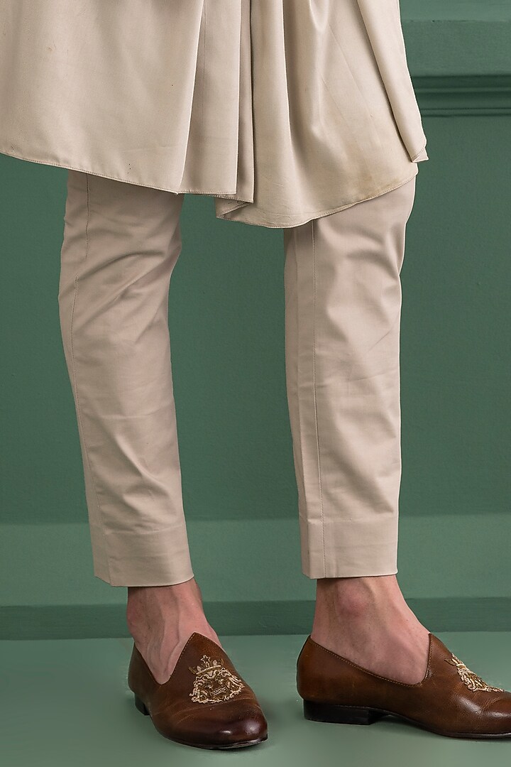 Light Olive Linen Silk Mirror Work Jacket Set by AMIT ARORA at Pernia's Pop Up Shop