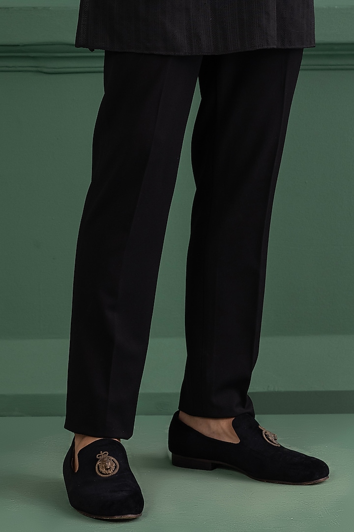Black Matka Silk Metal Work Bundi Jacket Set by AMIT ARORA at Pernia's Pop Up Shop