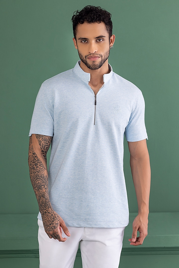 Sky Blue Knit T-Shirt by AMIT ARORA