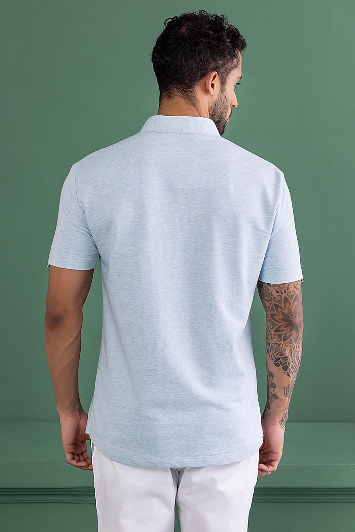 Sky Blue Knit T-Shirt by AMIT ARORA at Pernia's Pop Up Shop