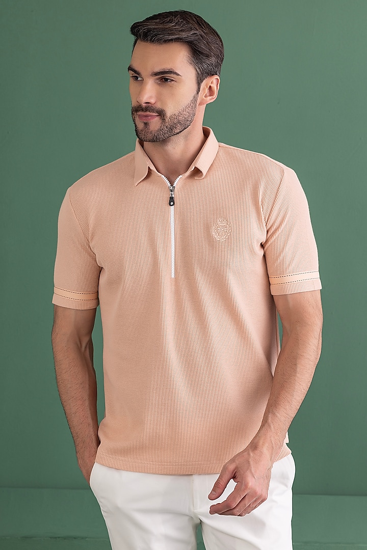 Peach Knit T-Shirt by AMIT ARORA