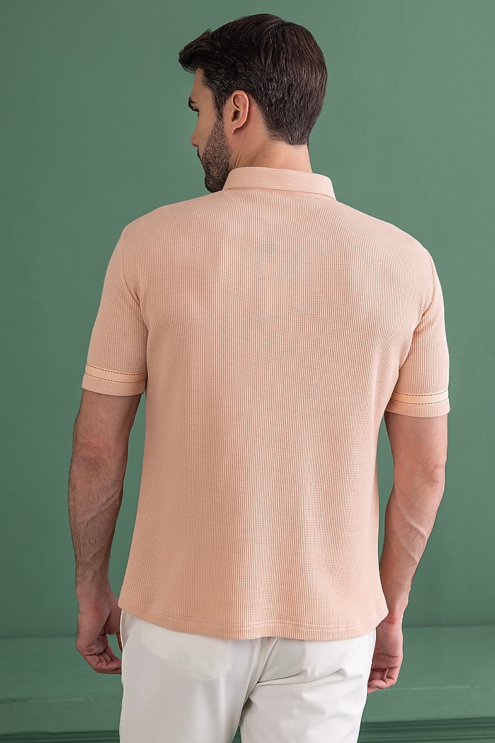 Peach Knit T-Shirt by AMIT ARORA at Pernia's Pop Up Shop