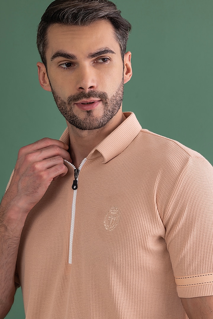 Peach Knit T-Shirt by AMIT ARORA at Pernia's Pop Up Shop