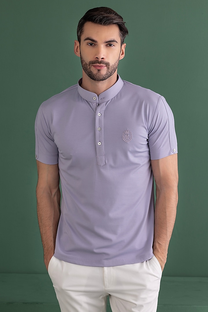 Lilac Knit T-Shirt by AMIT ARORA