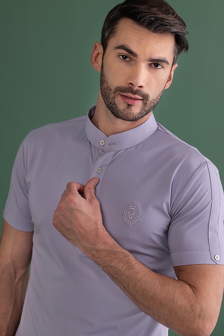 Lilac Knit T-Shirt by AMIT ARORA at Pernia's Pop Up Shop