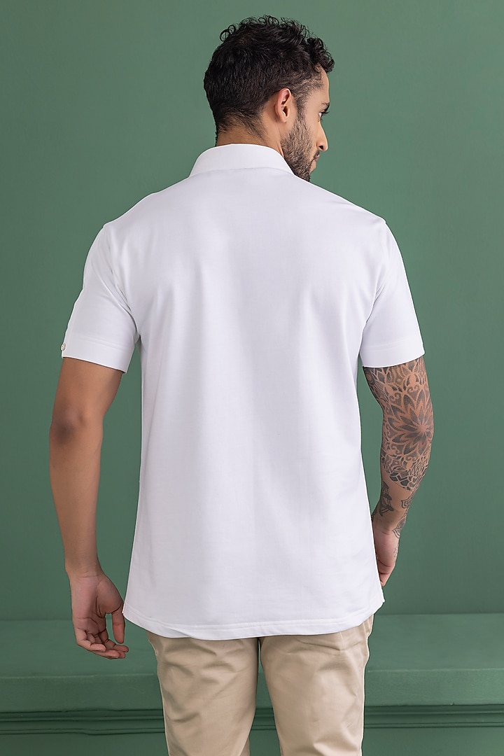 White Knit T-Shirt by AMIT ARORA at Pernia's Pop Up Shop