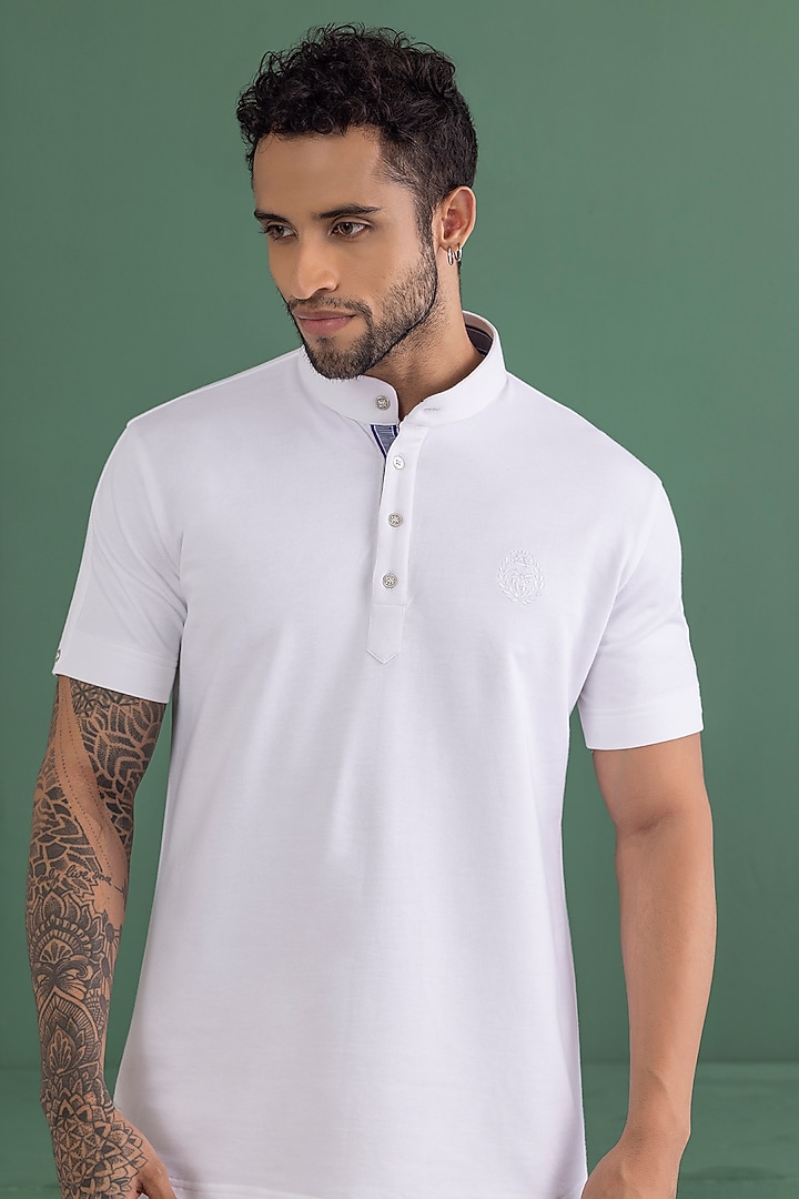 White Knit T-Shirt by AMIT ARORA at Pernia's Pop Up Shop