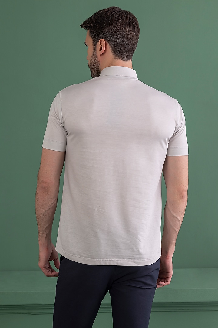 Light Grey Knit T-Shirt by AMIT ARORA at Pernia's Pop Up Shop