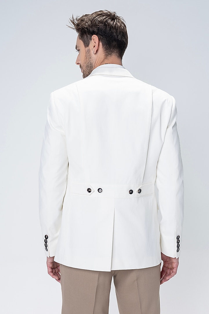 White Knit Blazer by AMIT ARORA at Pernia's Pop Up Shop