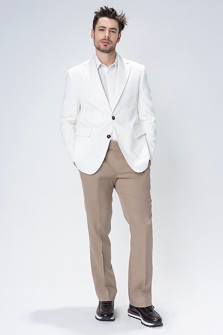 White Knit Blazer by AMIT ARORA at Pernia's Pop Up Shop