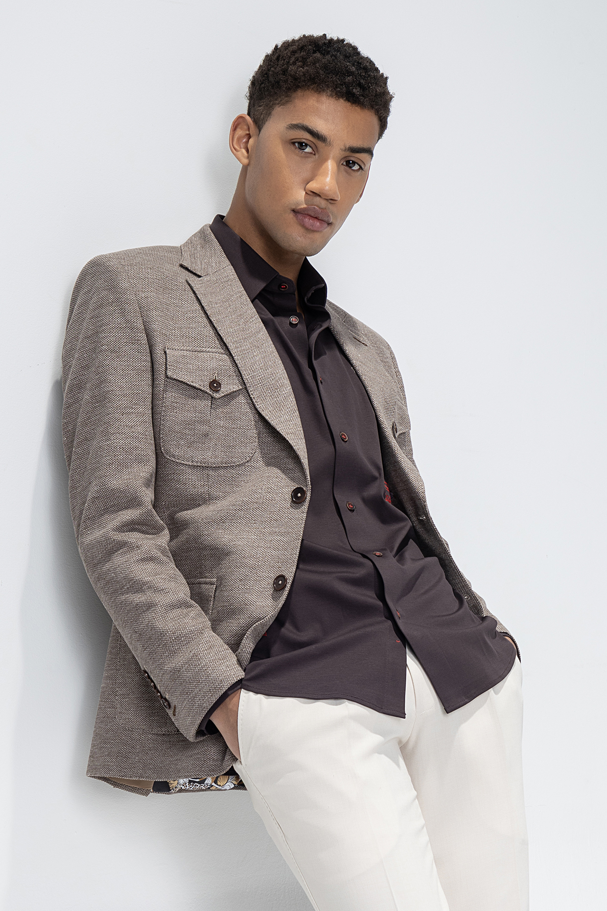 Beige Knit Textured Blazer by AMIT ARORA