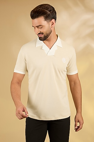Light Beige Knit T-Shirt by AMIT ARORA